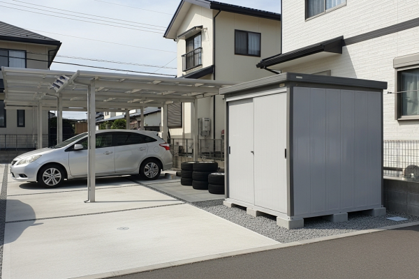 物置×駐車場工事